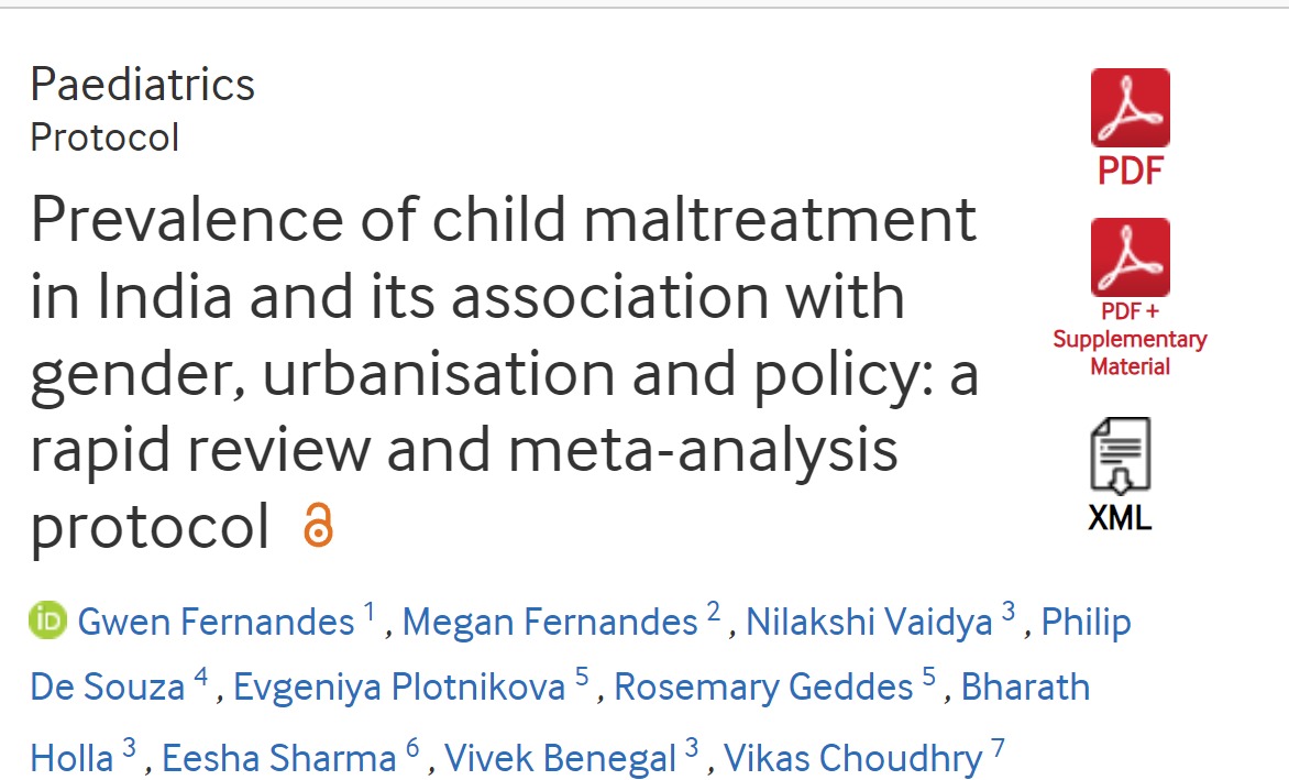 Prevalence of child maltreatment in India and its association with gender, urbanisation and policy: a rapid review and meta-analysis protocol